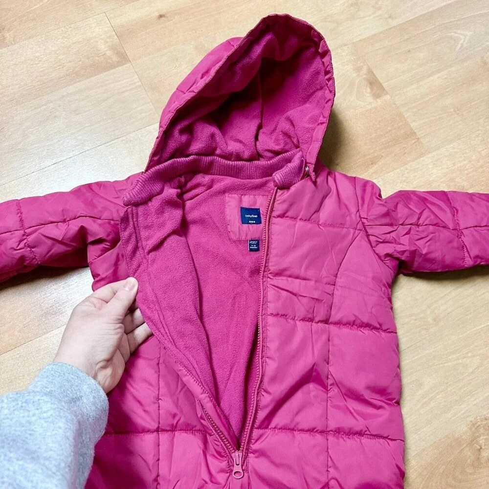 Baby Gap Pink Puffer Warmest Bundles Hooded Convertible Bunting Size 6-12M